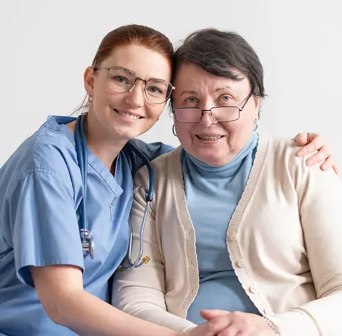 A Care2U clinician with a patient at home